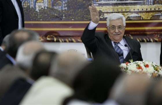 Palestinian President Mahmoud Abbas attends a meeting of the Palestinian leadership in the West Bank city of Ramallah, on Sunday.